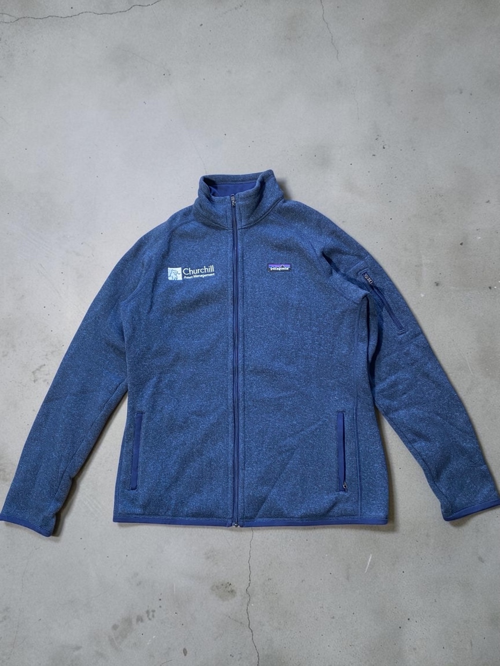 Patagonia Women's Jacket L Slim Fit Blue Knit Polyester Sweater Warm